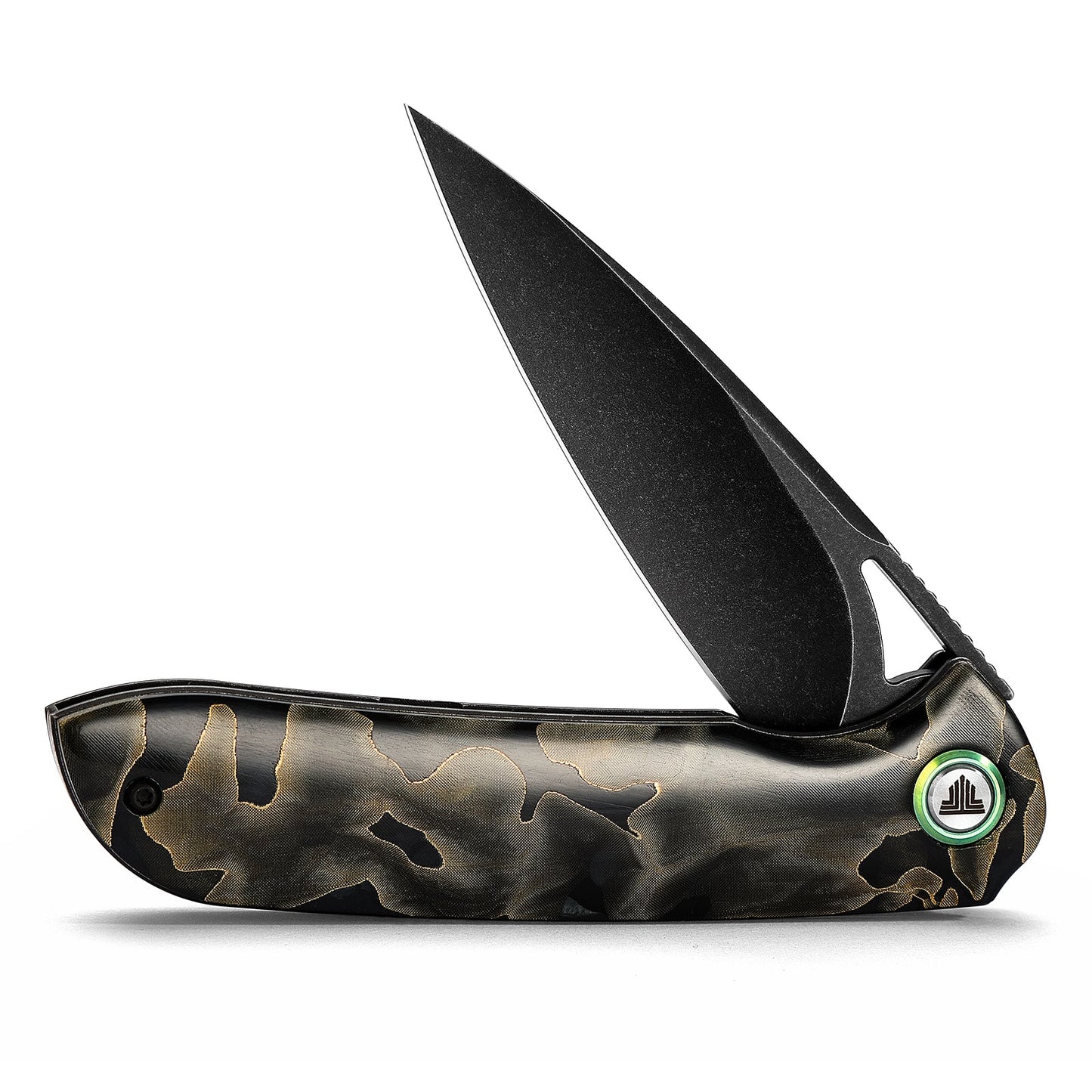 TRIVISA SGR-07 Folding Knife Brass Epoxy Resin Handle 10Cr15CoMoV Plain Edge GRN